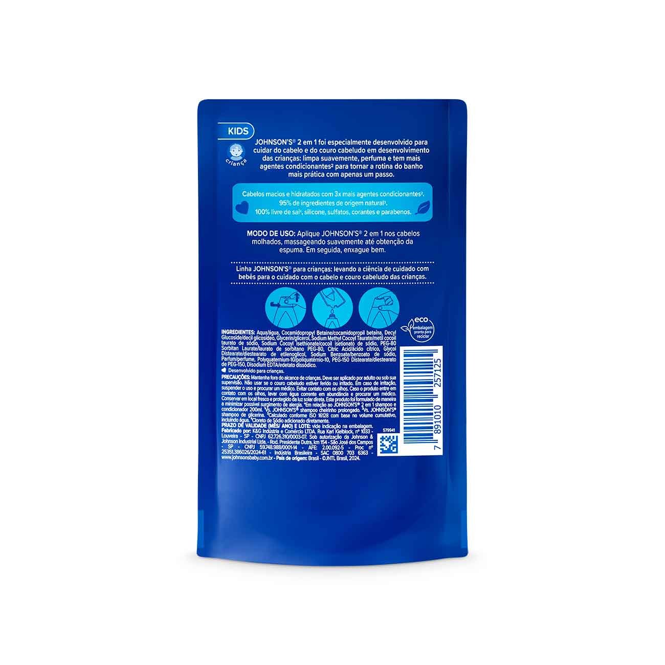 Shampoo e Condicionador 2 em 1 Infantil Johnson's 180mL